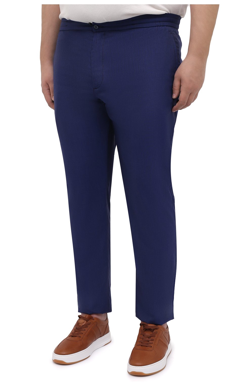 Мужские кашемировые брюки MARCO PESCAROLO синего цвета, арт. CHIAIAM/4334 | Фото 3 (Big sizes: Big Sizes; Материал внешний: Шерсть, Кашемир; Длина (брюки, джинсы): Стандартные; Случай: Повседневный; Стили: Кэжуэл)