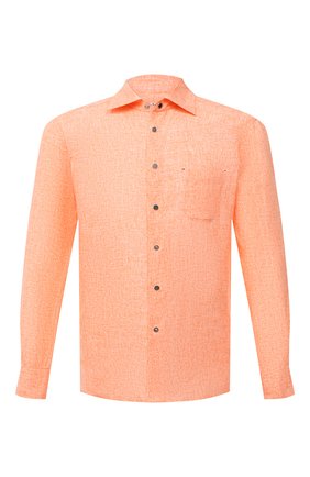 Мужская льняная рубашка KITON оранжевого цвета по цене 51600 руб., арт. UMCNERHH0768504 | Фото 1 Мужская льняная рубашка KITON оранжевого цвета, арт. UMCNERHH0768504 | Фото 1 (Материал внешний: Лен; Рубашки М: Slim Fit; Воротник: Акула; Стили: Кэжуэл; Рукава: Длинные; Манжеты: На кнопках; Длина (для топов): Стандартные; Случай: Повседневный; Принт: Однотонные; Региональные ограничения белый список (Axapta Mercury): RU)