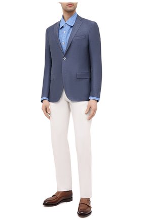 Мужская льняная рубашка KITON синего цвета по цене 51600 руб., арт. UMCNERH0768507 | Фото 2 Мужская льняная рубашка KITON синего цвета, арт. UMCNERH0768507 | Фото 2 (Рукава: Длинные; Принт: Однотонные; Материал внешний: Лен; Воротник: Акула; Длина (для топов): Стандартные; Случай: Повседневный; Рубашки М: Regular Fit; Стили: Кэжуэл; Манжеты: На пуговицах; Региональные ограничения белый список (Axapta Mercury): RU)