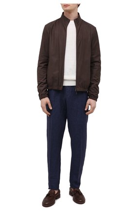 Мужские льняные брюки ERMENEGILDO ZEGNA синего цвета по цене 43350 руб., арт. UUI32/TT11 | Фото 2 Мужские льняные брюки ERMENEGILDO ZEGNA синего цвета, арт. UUI32/TT11 | Фото 2
