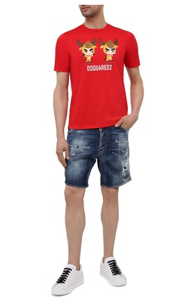 Мужская хлопковая футболка DSQUARED2 красного цвета по цене 24050 руб., арт. S75GD0198/S23009 | Фото 2 Мужская хлопковая футболка DSQUARED2 красного цвета, арт. S75GD0198/S23009 | Фото 2