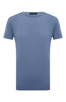 Мужская льняная футболка DANIELE FIESOLI синего цвета, арт. DF 7110 | Фото 1 (Материал внешний: Лен; Стили: Кэжуэл; Рукава: Короткие; Принт: Без принта; Длина (для топов): Стандартные)