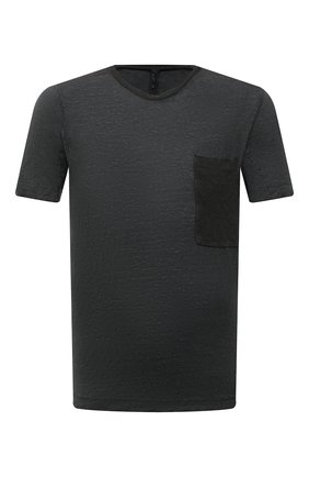 Мужская футболка TRANSIT темно-серого цвета, арт. CFUTRN4391 | Фото 1 (Материал внешний: Растительное волокно; Рукава: Короткие; Длина (для топов): Стандартные; Принт: Без принта; Стили: Минимализм)