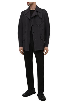 Мужская куртка TRANSIT темно-серого цвета, арт. CFUTRNP252 | Фото 2 (Кросс-КТ: Куртка, Ветровка; Материал внешний: Хлопок, Синтетический материал; Стили: Минимализм; Рукава: Длинные; Длина (верхняя одежда): До середины бедра)