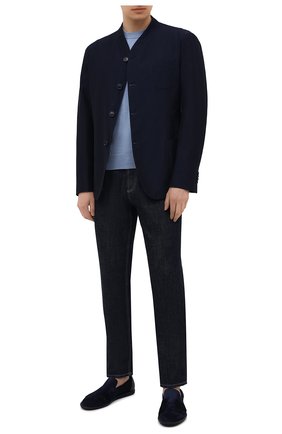 Мужские замшевые слиперы GIORGIO ARMANI темно-синего цвета по цене 83650 руб., арт. X2J149/XM797 | Фото 2 Мужские замшевые слиперы GIORGIO ARMANI темно-синего цвета, арт. X2J149/XM797 | Фото 2 (Материал внутренний: Натуральная кожа; Стили: Кэжуэл; Материал внешний: Замша, Кожа; Длина стельки: 24,6)