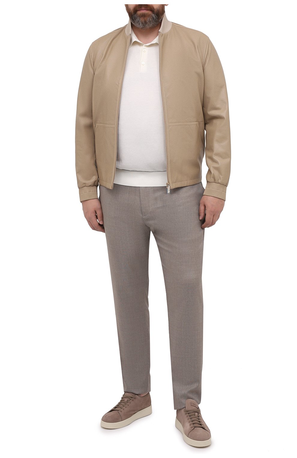 Мужские шерстяные брюки MARCO PESCAROLO бежевого цвета, арт. CHIAIAM/4328 | Фото 2 (Big sizes: Big Sizes; Материал внешний: Шерсть; Длина (брюки, джинсы): Стандартные; Случай: Повседневный; Стили: Кэжуэл)