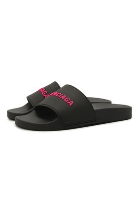 Женские резиновые шлепанцы piscine BALENCIAGA черного цвета по цене 32050 руб., арт. 565547/W1S80 | Фото 1 Женские резиновые шлепанцы piscine BALENCIAGA черного цвета, арт. 565547/W1S80 | Фото 1