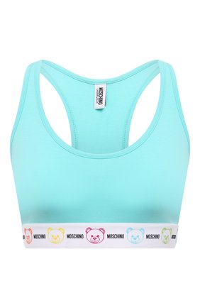Женский бра-топ MOSCHINO UNDERWEAR WOMAN бирюзового цвета по цене 11050 руб., арт. A6802/9021 | Фото 1 Женский бра-топ MOSCHINO UNDERWEAR WOMAN бирюзового цвета, арт. A6802/9021 | Фото 1
