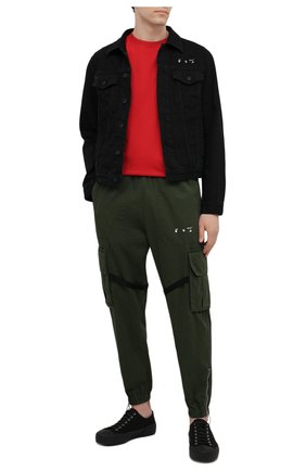 Мужская хлопковая футболка OFF-WHITE красного цвета по цене 27200 руб., арт. 0MAA027S21JER005 | Фото 2 Мужская хлопковая футболка OFF-WHITE красного цвета, арт. 0MAA027S21JER005 | Фото 2