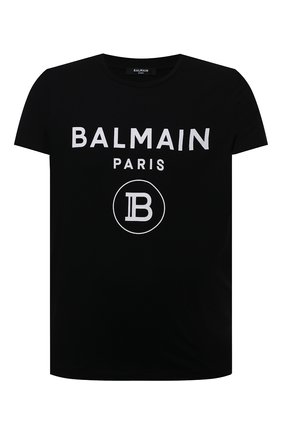 Мужская хлопковая футболка BALMAIN черного цвета, арт. VH0EF000/B029 | Фото 1 (Стили: Гранж; Принт: С принтом; Рукава: Короткие; Длина (для топов): Стандартные; Материал внешний: Хлопок)