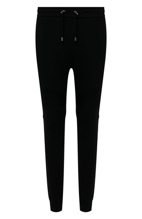 Мужские хлопковые джоггеры BALMAIN черного цвета, арт. VH00B000/B028 | Фото 1 (Силуэт М (брюки): Джоггеры; Материал внешний: Хлопок; Длина (брюки, джинсы): Стандартные; Стили: Спорт-шик)