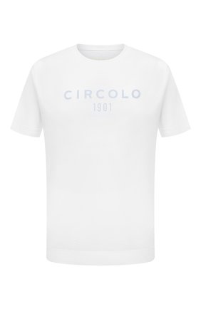 Мужская хлопковая футболка CIRCOLO 1901 голубого цвета, арт. CN2981 | Фото 1 (Принт: С принтом; Рукава: Короткие; Материал внешний: Хлопок; Длина (для топов): Стандартные; Стили: Кэжуэл)