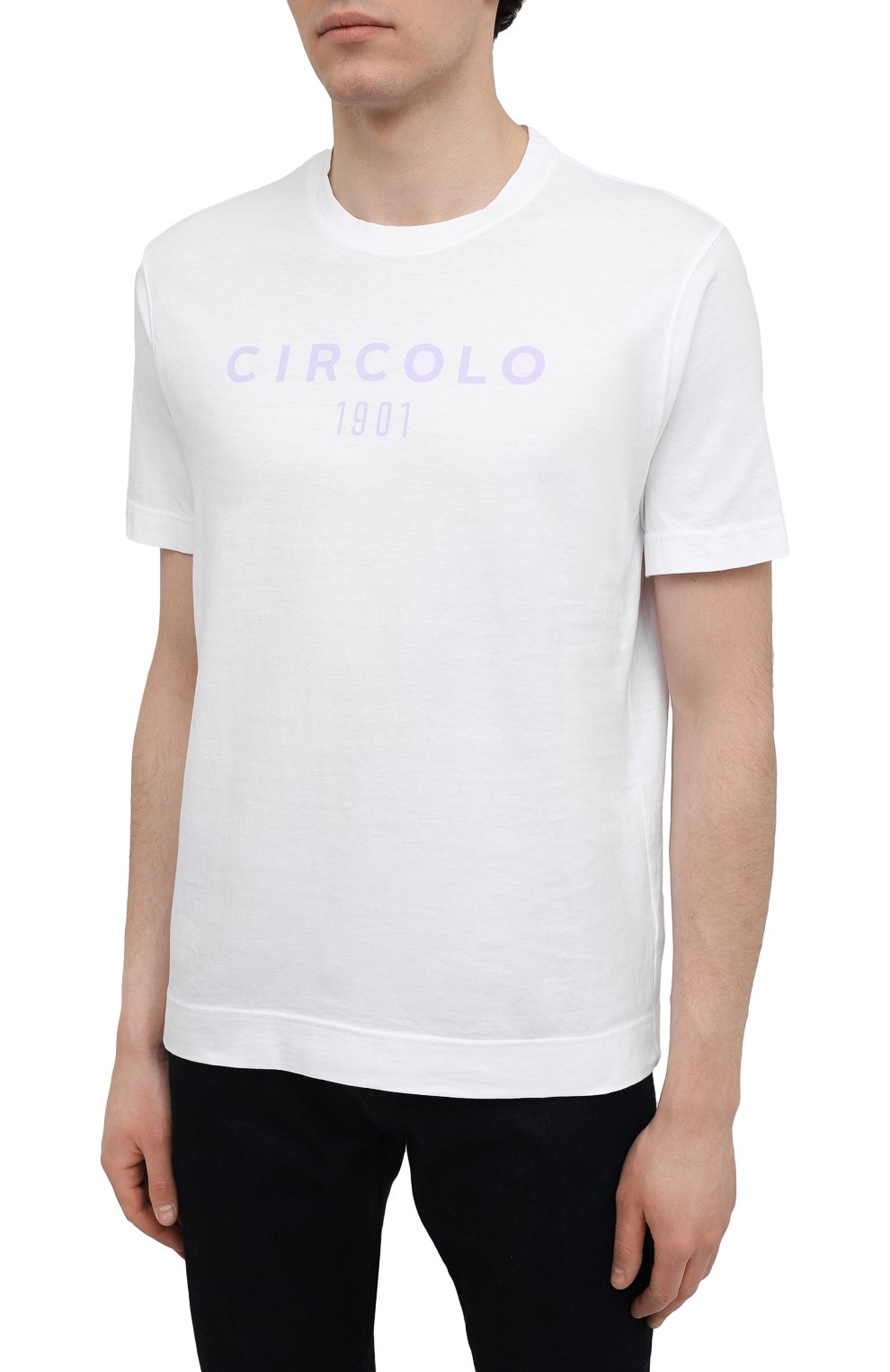 Мужская хлопковая футболка CIRCOLO 1901 сиреневого цвета, арт. CN2981 | Фото 3 (Рукава: Короткие; Длина (для топов): Стандартные; Принт: С принтом; Материал внешний: Хлопок; Стили: Кэжуэл)