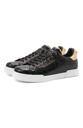 Женские кеды portofino из кожи крокодила DOLCE & GABBANA черного цвета по цене 207500 руб., арт. CK1602/A2W46/CNIL | Фото 1 Женские кеды portofino из кожи крокодила DOLCE & GABBANA черного цвета, арт. CK1602/A2W46/CNIL | Фото 1