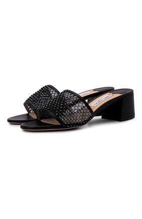 Женские комбинированные шлепанцы minea 45 JIMMY CHOO черного цвета по цене 63500 руб., арт. MINEA 45/ABE | Фото 1 Женские комбинированные шлепанцы minea 45 JIMMY CHOO черного цвета, арт. MINEA 45/ABE | Фото 1