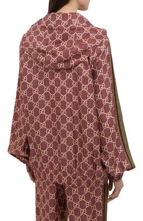 Женский шелковый кардиган GUCCI бордового цвета, арт. 631880/XJCL5 | Фото 4 (Материал внешний: Шелк; Рукава: Длинные; Длина (для топов): Стандартные; Стили: Спорт-шик; Женское Кросс-КТ: Кардиган-одежда)