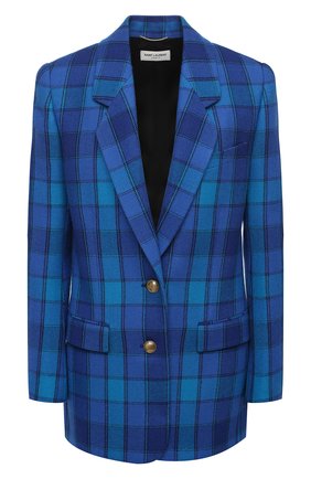 Женский шерстяной жакет SAINT LAURENT синего цвета по цене 242000 руб., арт. 634988/Y7B77 | Фото 1 Женский шерстяной жакет SAINT LAURENT синего цвета, арт. 634988/Y7B77 | Фото 1