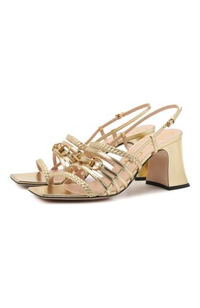 Женские кожаные босоножки GUCCI золотого цвета по цене 76550 руб., арт. 645404/B8B00 | Фото 1 Женские кожаные босоножки GUCCI золотого цвета, арт. 645404/B8B00 | Фото 1