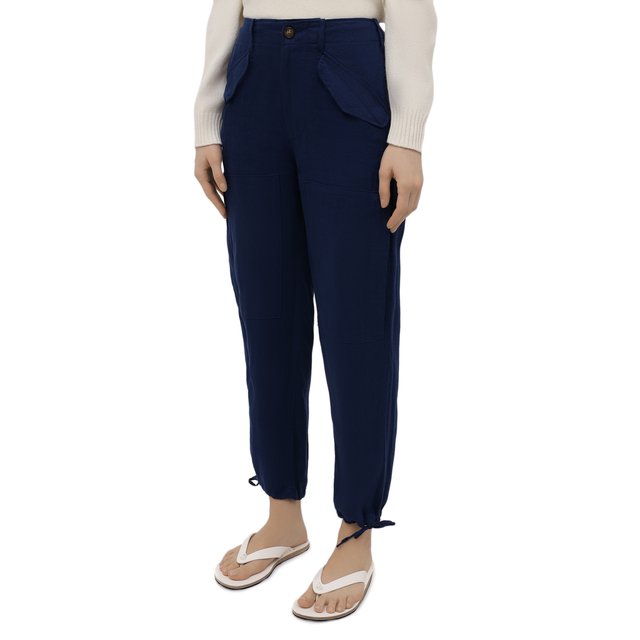 Льняные брюки Polo Ralph Lauren 211833043, цвет синий, размер 48 - фото 3