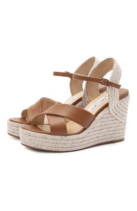 Женские комбинированные босоножки dellena 100 JIMMY CHOO коричневого цвета по цене 48150 руб., арт. DELLENA 100/N0E | Фото 1 Женские комбинированные босоножки dellena 100 JIMMY CHOO коричневого цвета, арт. DELLENA 100/N0E | Фото 1 (Материал внутренний: Натуральная кожа; Подошва: Платформа; Каблук тип: Танкетка; Каблук высота: Высокий; Материал внешний: Кожа)