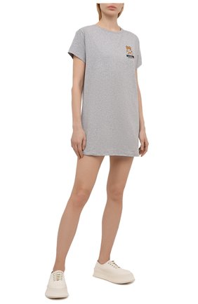 Женская хлопковая футболка MOSCHINO UNDERWEAR WOMAN серого цвета по цене 13750 руб., арт. A1910/9021 | Фото 2 Женская хлопковая футболка MOSCHINO UNDERWEAR WOMAN серого цвета, арт. A1910/9021 | Фото 2