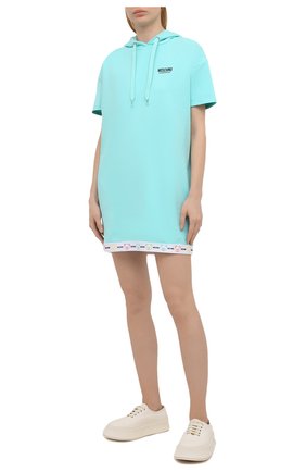 Женская хлопковое худи MOSCHINO UNDERWEAR WOMAN бирюзового цвета по цене 24500 руб., арт. A1709/9004 | Фото 2 Женская хлопковое худи MOSCHINO UNDERWEAR WOMAN бирюзового цвета, арт. A1709/9004 | Фото 2