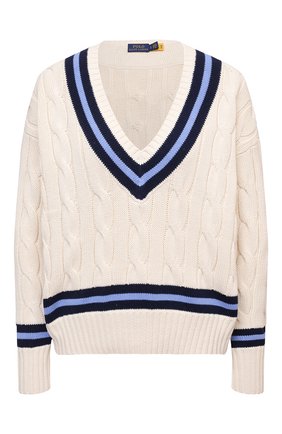 Женский хлопковый свитер POLO RALPH LAUREN кремвого цвета по цене 29250 руб., арт. 211838009 | Фото 1 Женский хлопковый свитер POLO RALPH LAUREN кремвого цвета, арт. 211838009 | Фото 1