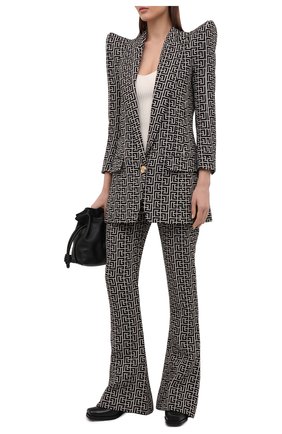Женские шерстяные брюки BALMAIN черно-белого цвета по цене 137500 руб., арт. VF0PP015/W126 | Фото 2 Женские шерстяные брюки BALMAIN черно-белого цвета, арт. VF0PP015/W126 | Фото 2