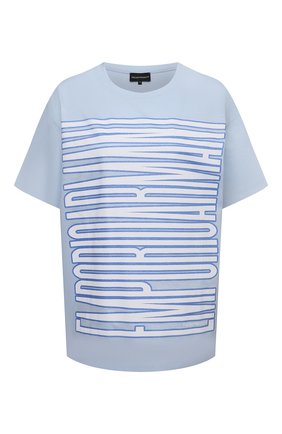 Женская хлопковая футболка EMPORIO ARMANI голубого цвета по цене 13150 руб., арт. 3K2T7Q/2J95Z | Фото 1 Женская хлопковая футболка EMPORIO ARMANI голубого цвета, арт. 3K2T7Q/2J95Z | Фото 1