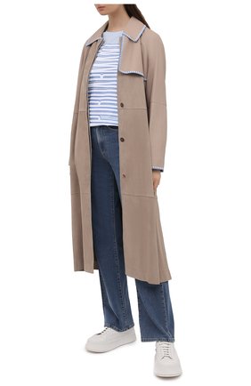 Женская хлопковая футболка EMPORIO ARMANI голубого цвета по цене 13150 руб., арт. 3K2T7Q/2J95Z | Фото 2 Женская хлопковая футболка EMPORIO ARMANI голубого цвета, арт. 3K2T7Q/2J95Z | Фото 2