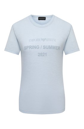 Женская футболка EMPORIO ARMANI голубого цвета по цене 16150 руб., арт. 3K2T8F/2JSAZ | Фото 1 Женская футболка EMPORIO ARMANI голубого цвета, арт. 3K2T8F/2JSAZ | Фото 1