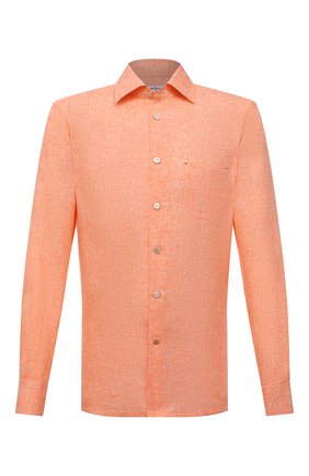 Мужская льняная рубашка KITON оранжевого цвета по цене 51600 руб., арт. UMCNERH0768504 | Фото 1 Мужская льняная рубашка KITON оранжевого цвета, арт. UMCNERH0768504 | Фото 1 (Рубашки М: Slim Fit; Рукава: Длинные; Случай: Повседневный; Принт: Однотонные; Манжеты: На пуговицах; Стили: Гранж; Длина (для топов): Стандартные; Воротник: Кент; Материал внешний: Лен; Региональные ограничения белый список (Axapta Mercury): RU)