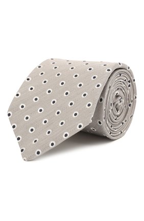 Мужской галстук из шелка и льна LUIGI BORRELLI серого цвета, арт. LC80/T31205 | Фото 1 (Материал: Текстиль, Лен, Шелк; Принт: С принтом)