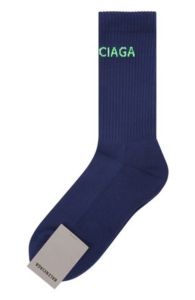 Мужские хлопковые носки BALENCIAGA синего цвета по цене 9355 руб., арт. 540633/472B4 | Фото 1 Мужские хлопковые носки BALENCIAGA синего цвета, арт. 540633/472B4 | Фото 1 (Материал внешний: Хлопок; Кросс-КТ: бельё)