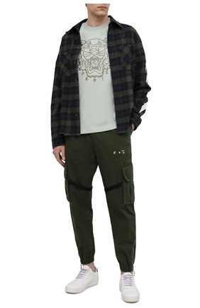 Мужская хлопковая футболка KENZO светло-зеленого цвета по цене 12900 руб., арт. FB55TS0654SL | Фото 2 Мужская хлопковая футболка KENZO светло-зеленого цвета, арт. FB55TS0654SL | Фото 2