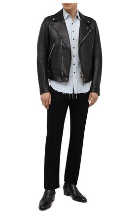 Мужская джинсовая рубашка SAINT LAURENT голубого цвета по цене 56700 руб., арт. 651162/Y24AB | Фото 2 Мужская джинсовая рубашка SAINT LAURENT голубого цвета, арт. 651162/Y24AB | Фото 2 (Длина (для топов): Стандартные; Манжеты: На кнопках; Материал внешний: Хлопок, Деним; Рукава: Длинные; Случай: Повседневный; Кросс-КТ: Деним; Воротник: Кент; Стили: Гранж; Принт: Однотонные)