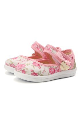 Детские текстильные туфли MONNALISA розового цвета, арт. 837001 | Фото 1 (Материал внешний: Текстиль; Региональные ограничения белый список (Axapta Mercury): RU)