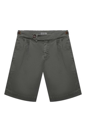 Детские хлопковые шорты BRUNELLO CUCINELLI серого цвета по цене 21500 руб., арт. B289LP904A | Фото 1 Детские хлопковые шорты BRUNELLO CUCINELLI серого цвета, арт. B289LP904A | Фото 1