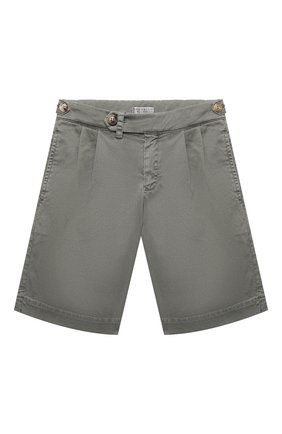 Детские хлопковые шорты BRUNELLO CUCINELLI серого цвета по цене 23650 руб., арт. B289LP904B | Фото 1 Детские хлопковые шорты BRUNELLO CUCINELLI серого цвета, арт. B289LP904B | Фото 1