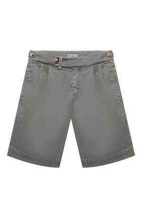 Детские хлопковые шорты BRUNELLO CUCINELLI серого цвета по цене 22150 руб., арт. B289LP904C | Фото 1 Детские хлопковые шорты BRUNELLO CUCINELLI серого цвета, арт. B289LP904C | Фото 1 (Материал внешний: Хлопок; Мальчики Кросс-КТ: Шорты-одежда; Ростовка одежда: 12 лет | 152 см, 13 - 15 лет | 158 см)