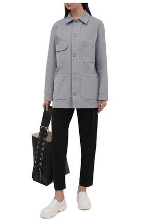 Женские брюки OFF-WHITE черного цвета по цене 49550 руб., арт. 0WCA129S21FAB001 | Фото 2 Женские брюки OFF-WHITE черного цвета, арт. 0WCA129S21FAB001 | Фото 2 (Женское Кросс-КТ: Брюки-одежда; Силуэт Ж (брюки и джинсы): Прямые; Материал внешний: Шерсть, Синтетический материал; Длина (брюки, джинсы): Стандартные; Стили: Спорт-шик)