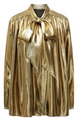 Женская шелковая блузка ALEXANDRE VAUTHIER золотого цвета, арт. 212SH1350 1467-212 | Фото 1 (Материал внешний: Шелк; Рукава: Длинные; Стили: Гламурный; Длина (для топов): Стандартные; Принт: С принтом; Региональные ограничения белый список (Axapta Mercury): RU; Женское Кросс-КТ: Блуза-одежда)