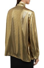 Женская шелковая блузка ALEXANDRE VAUTHIER золотого цвета, арт. 212SH1350 1467-212 | Фото 4 (Материал внешний: Шелк; Рукава: Длинные; Стили: Гламурный; Длина (для топов): Стандартные; Принт: С принтом; Региональные ограничения белый список (Axapta Mercury): RU; Женское Кросс-КТ: Блуза-одежда)
