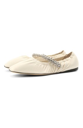 Женские кожаные балетки gai JIMMY CHOO белого цвета по цене 65900 руб., арт. GAI FLAT/NAP | Фото 1 Женские кожаные балетки gai JIMMY CHOO белого цвета, арт. GAI FLAT/NAP | Фото 1