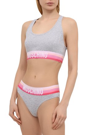 Женский топ-бра MOSCHINO UNDERWEAR WOMAN серого цвета по цене 9950 руб., арт. A6806/9021 | Фото 2 Женский топ-бра MOSCHINO UNDERWEAR WOMAN серого цвета, арт. A6806/9021 | Фото 2