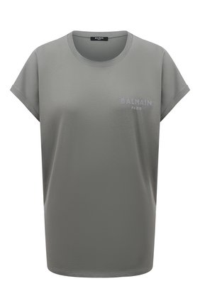 Женская хлопковая футболка BALMAIN серого цвета по цене 23350 руб., арт. VF0EF010/B013 | Фото 1 Женская хлопковая футболка BALMAIN серого цвета, арт. VF0EF010/B013 | Фото 1