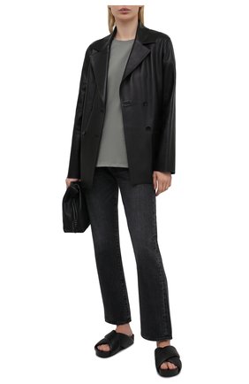 Женская хлопковая футболка BALMAIN серого цвета по цене 23350 руб., арт. VF0EF010/B013 | Фото 2 Женская хлопковая футболка BALMAIN серого цвета, арт. VF0EF010/B013 | Фото 2