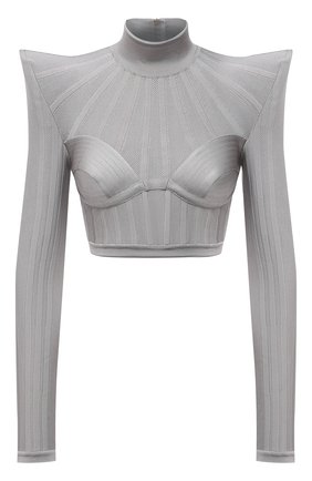 Женский топ из вискозы BALMAIN светло-серого цвета по цене 244000 руб., арт. VF0A0015/K250 | Фото 1 Женский топ из вискозы BALMAIN светло-серого цвета, арт. VF0A0015/K250 | Фото 1