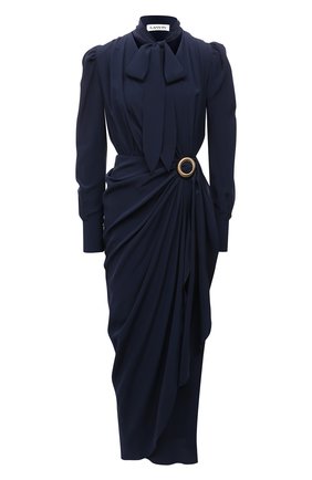Женское шелковое платье LANVIN темно-синего цвета по цене 243500 руб., арт. RW-DR0055-4868-E21 | Фото 1 Женское шелковое платье LANVIN темно-синего цвета, арт. RW-DR0055-4868-E21 | Фото 1