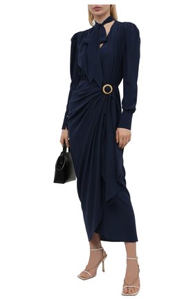 Женское шелковое платье LANVIN темно-синего цвета по цене 243500 руб., арт. RW-DR0055-4868-E21 | Фото 2 Женское шелковое платье LANVIN темно-синего цвета, арт. RW-DR0055-4868-E21 | Фото 2